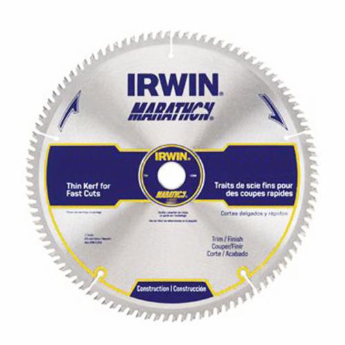 Irwin® Marathon® 14084 Construction Series Miter/Table Circular Saw Blade, 12 in Dia x 1/4 in THK, 1 in Arbor, 100 Teeth