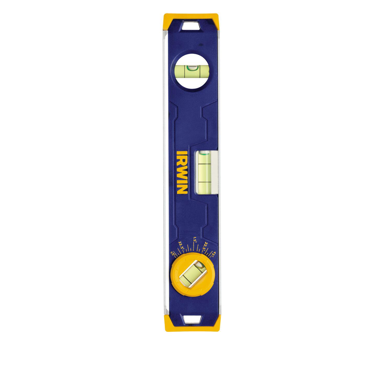 Irwin® 1794155 150 Series Magnetic Standard Torpedo Level, 9 in L, 3 Vials, Aluminum, (1) Level/(1) Plumb/(1) Vari-Pitch Vial Position, 0.029 deg Accuracy