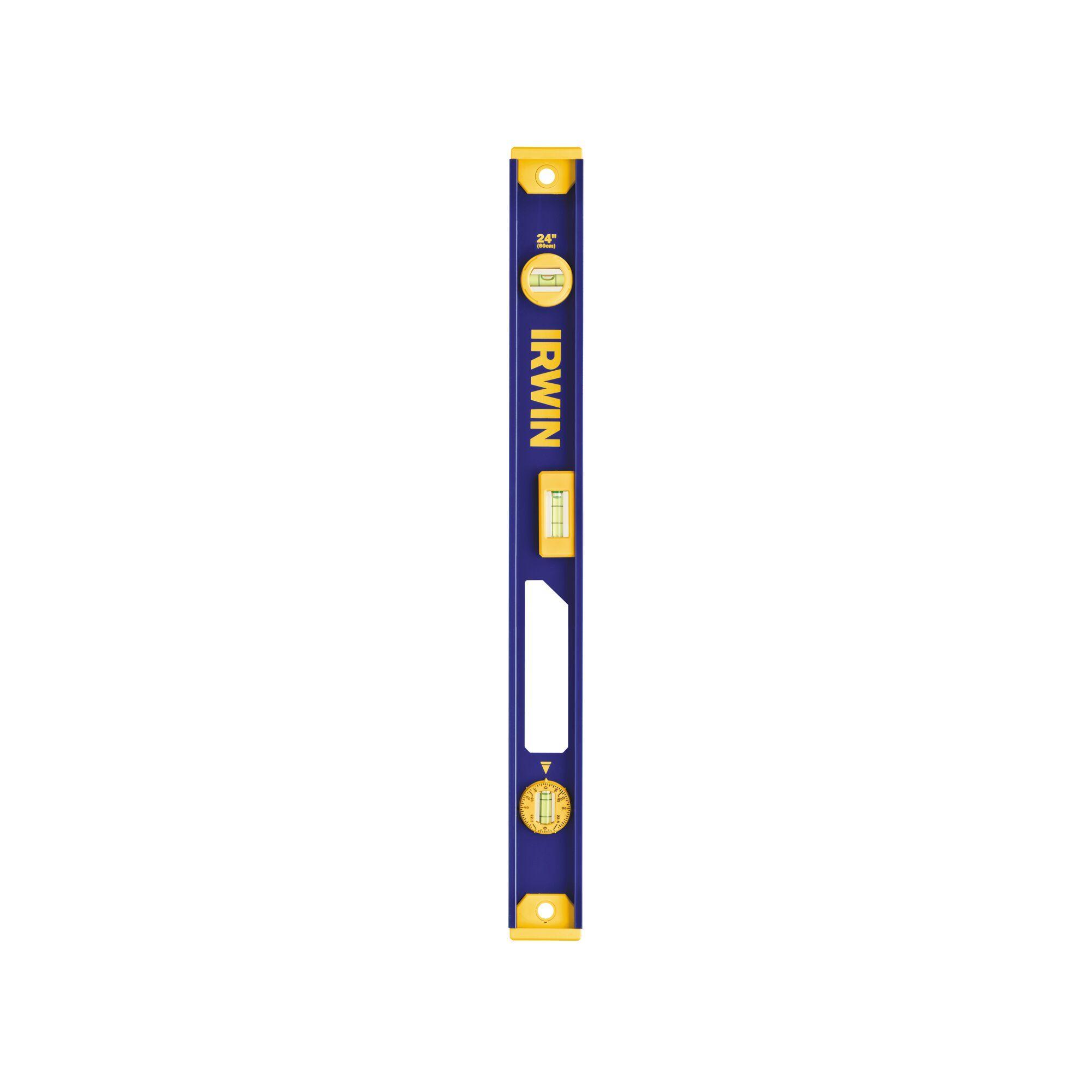 Irwin® 1801091 1050 Magnetic Standard I-Beam Level, 24 in L, 3 Vials, Aluminum, (1) Level/(2) Plumb Vial Position, 0.058 deg Accuracy