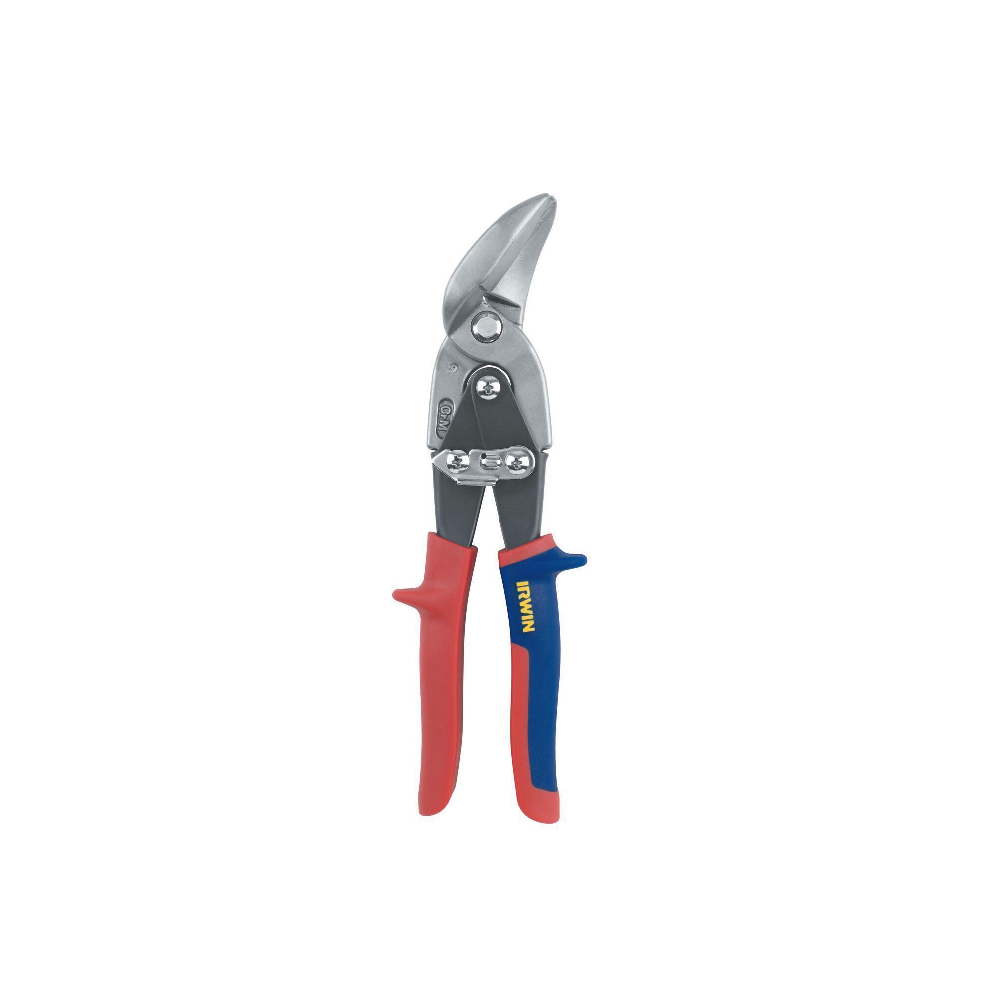 Irwin® 2073212 SR Series Utility Snip, 18 ga Cold Rolled Steel/23 ga Stainless Steel Cutting, 1-5/16 in L of Cut, Right/Straight Snip, Hot Drop Forged Steel Blade, Rubber Handle, Pro-Touch™ Grip