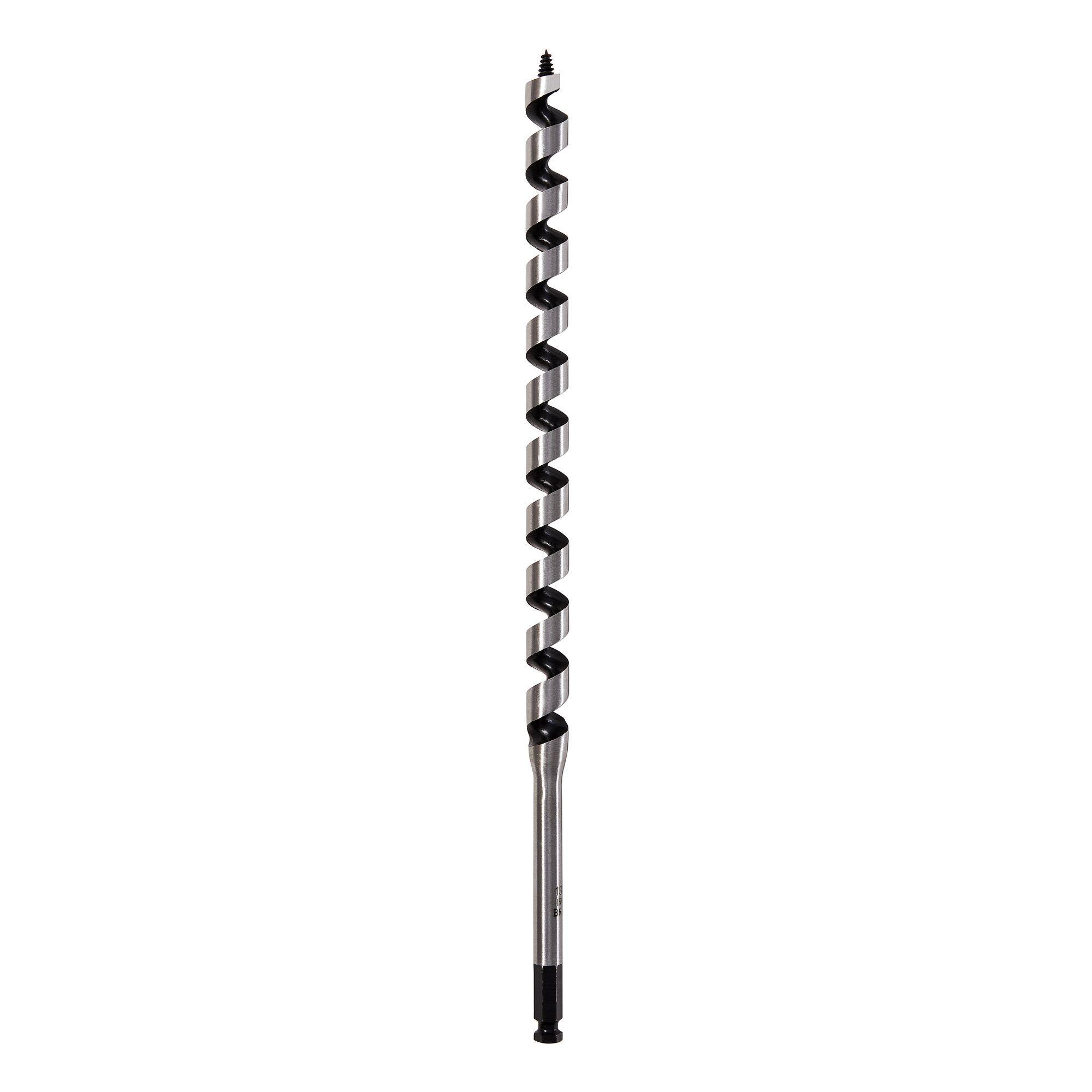 Irwin® 3043010 Ship Auger Bit, 13/16 in Dia, 17 in OAL, 12 in L Hollow Center/Spiral/Wide Flute, 7/16 in Shank