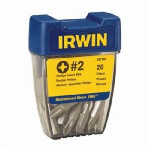 Irwin® 357320 Single End 20-Piece Standard Container Insert Bit, #2 Point Phillips® Point, 1 in OAL
