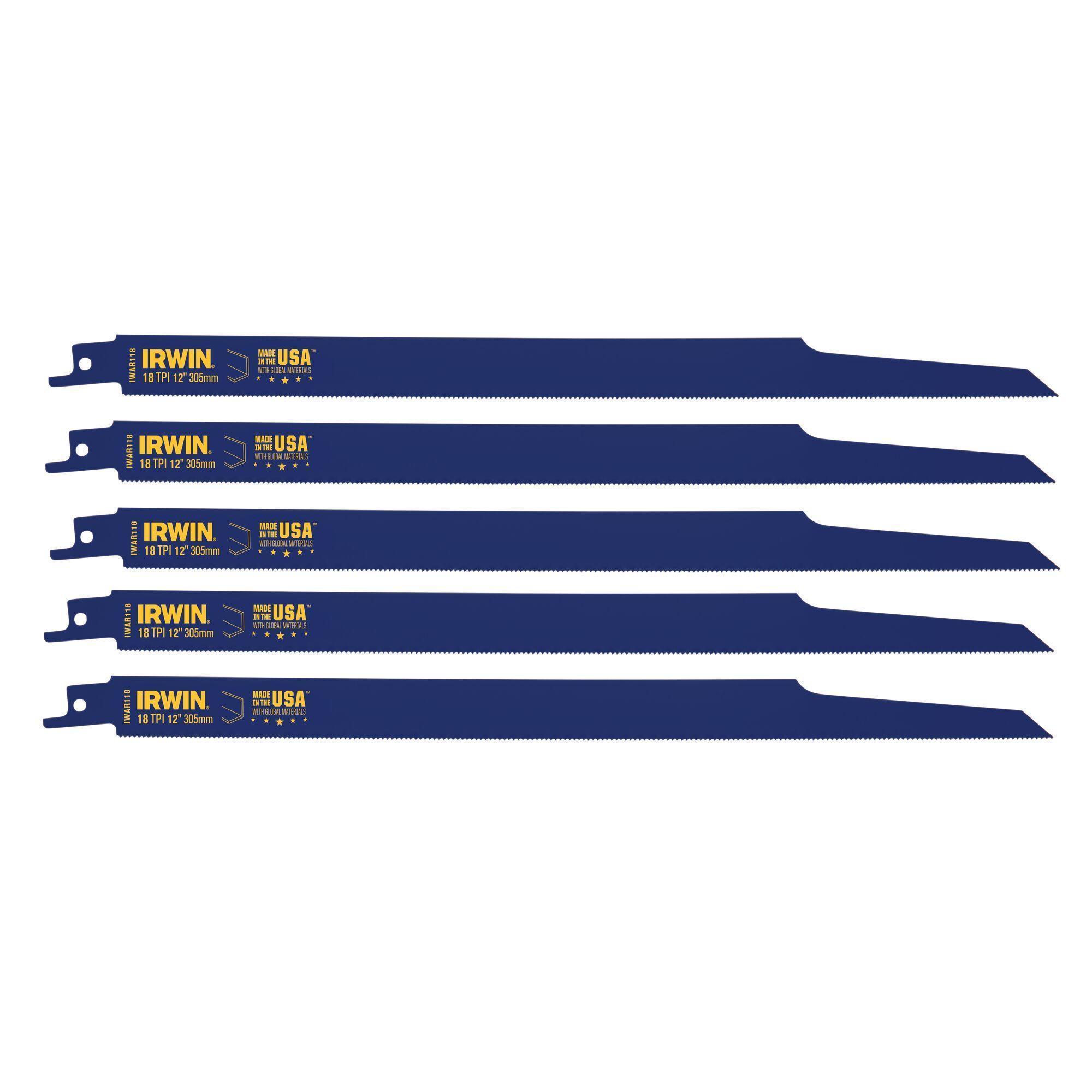 Irwin® WeldTec™ 372118P5 Linear Edge Reciprocating Saw Blade, 12 in L, 18, Bi-Metal Body