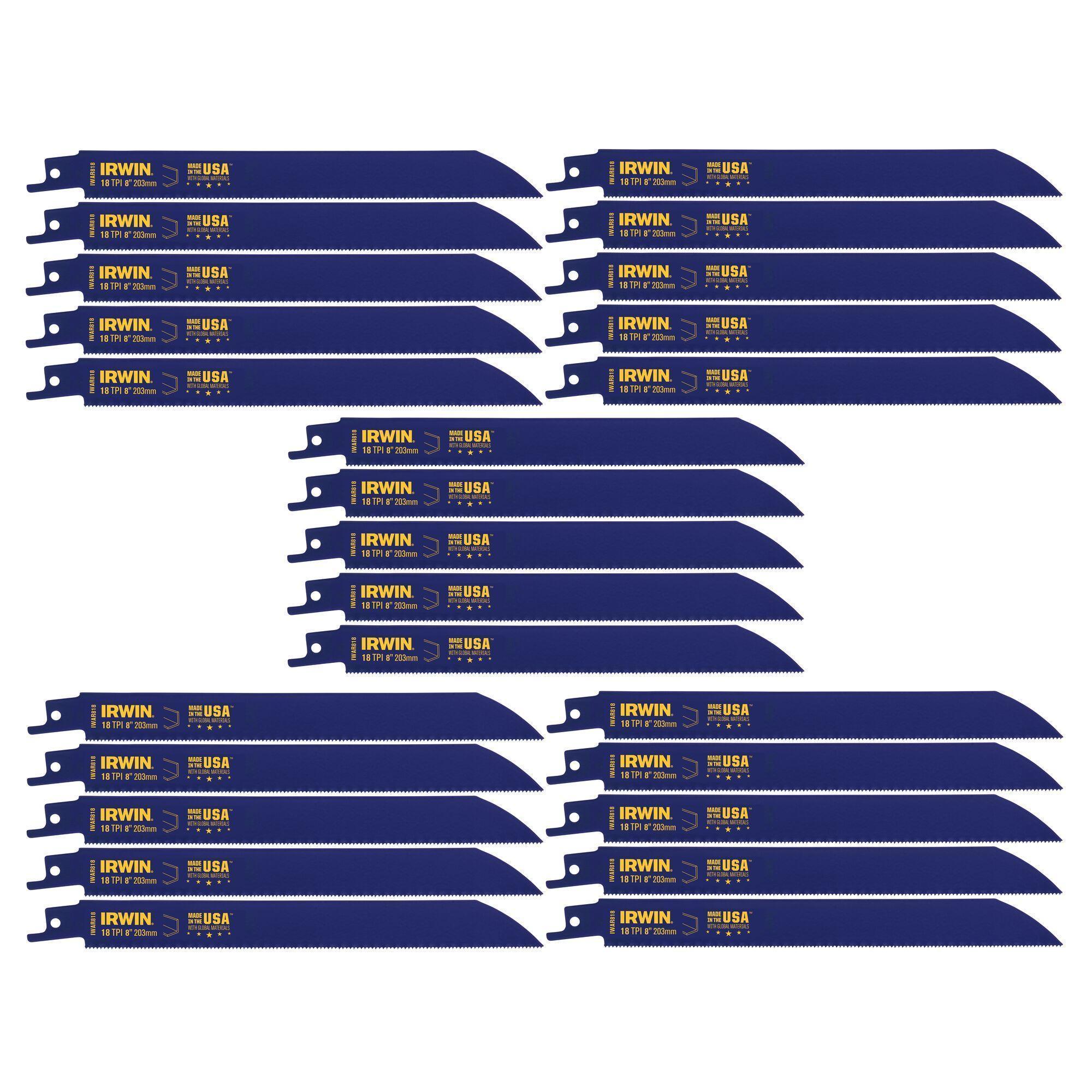 Irwin® WeldTec™ 372818BB Linear Edge Reciprocating Saw Blade, 8 in L x 0.738 in W, 18, Bi-Metal Body