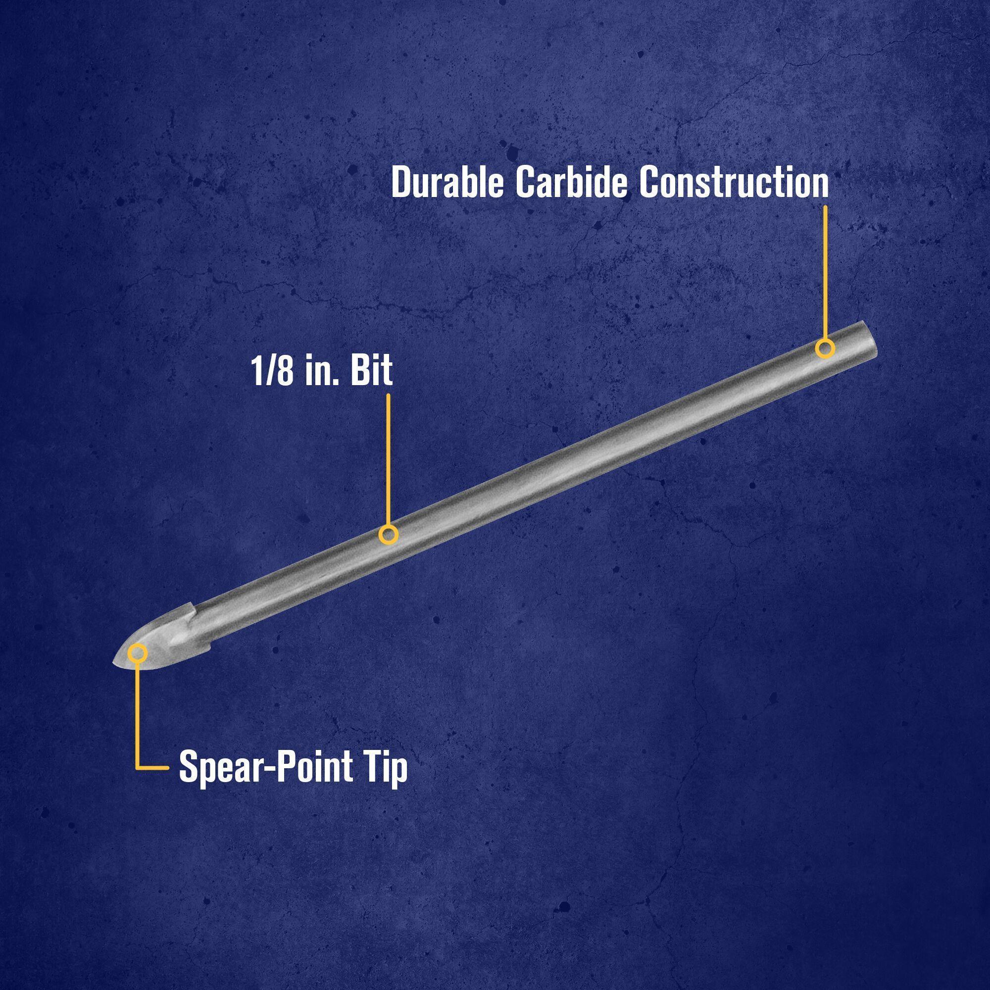 Irwin® 50508 Glass and Tile Drill, 1/8 in Drill, 1/8 in Straight Shank