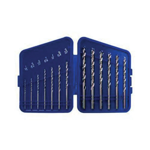 Irwin® 63137 Heavy Duty Jobber Length Drill Set, 1/16 in Min Drill Bit, 1/2 in Max Drill Bit, 135 deg Drill Point Angle, 15 Pieces, For Use With Portable Drills and Drill Presses, M35 HSS-Co 5