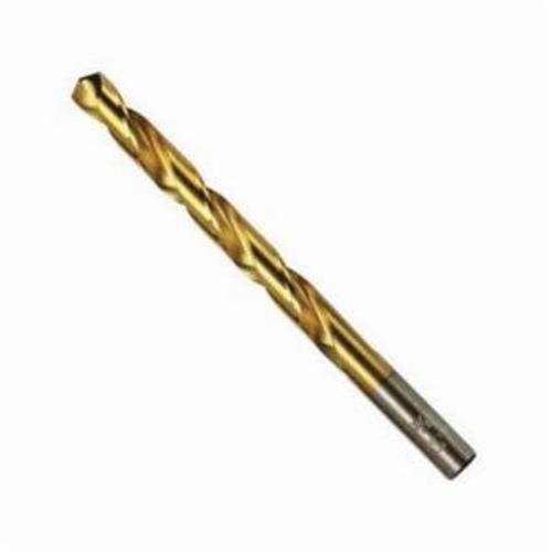 Irwin® 63709ZR Heavy Duty Jobber Length Drill Bit, 9/64 in Drill - Fraction, 0.1406 in Drill - Decimal Inch, 135 deg Point, HSS, TiN Coated