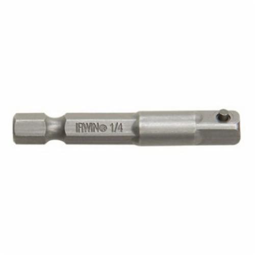 Irwin® 93758 Pin Lock Socket Adapter, Silver, Hex x Square Drive, 1/4 in Male Drive, Steel Alloy