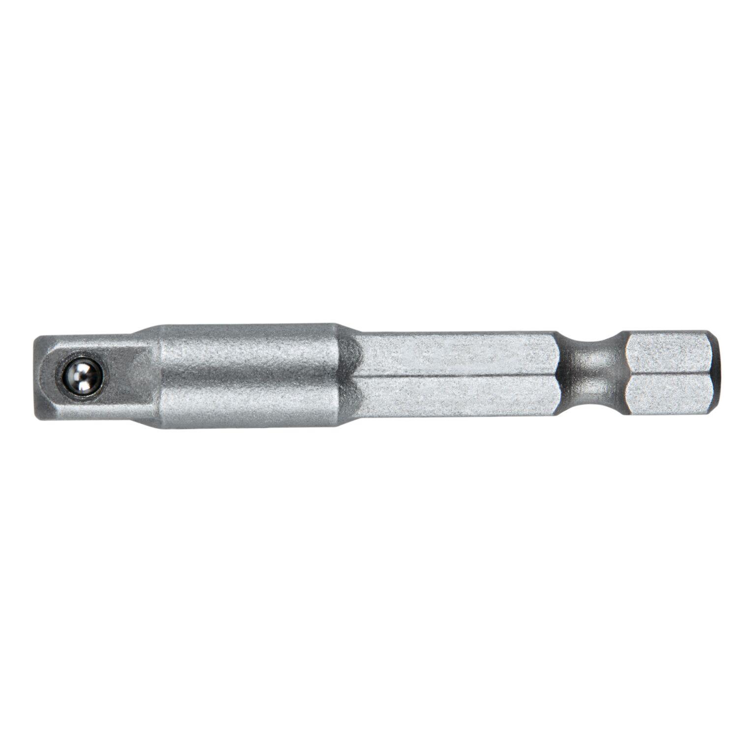 Irwin® 93761 Ball Lock Socket Adapter, Silver, Hex x Square Drive, 1/4 in Male Drive, Steel Alloy