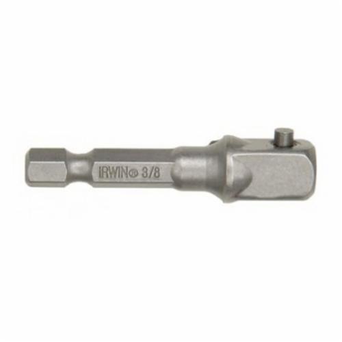 Irwin® 93784 Ball Lock Socket Adapter, Silver, Hex x Square Drive, 1/4 x 3/8 in Male Drive, Steel Alloy