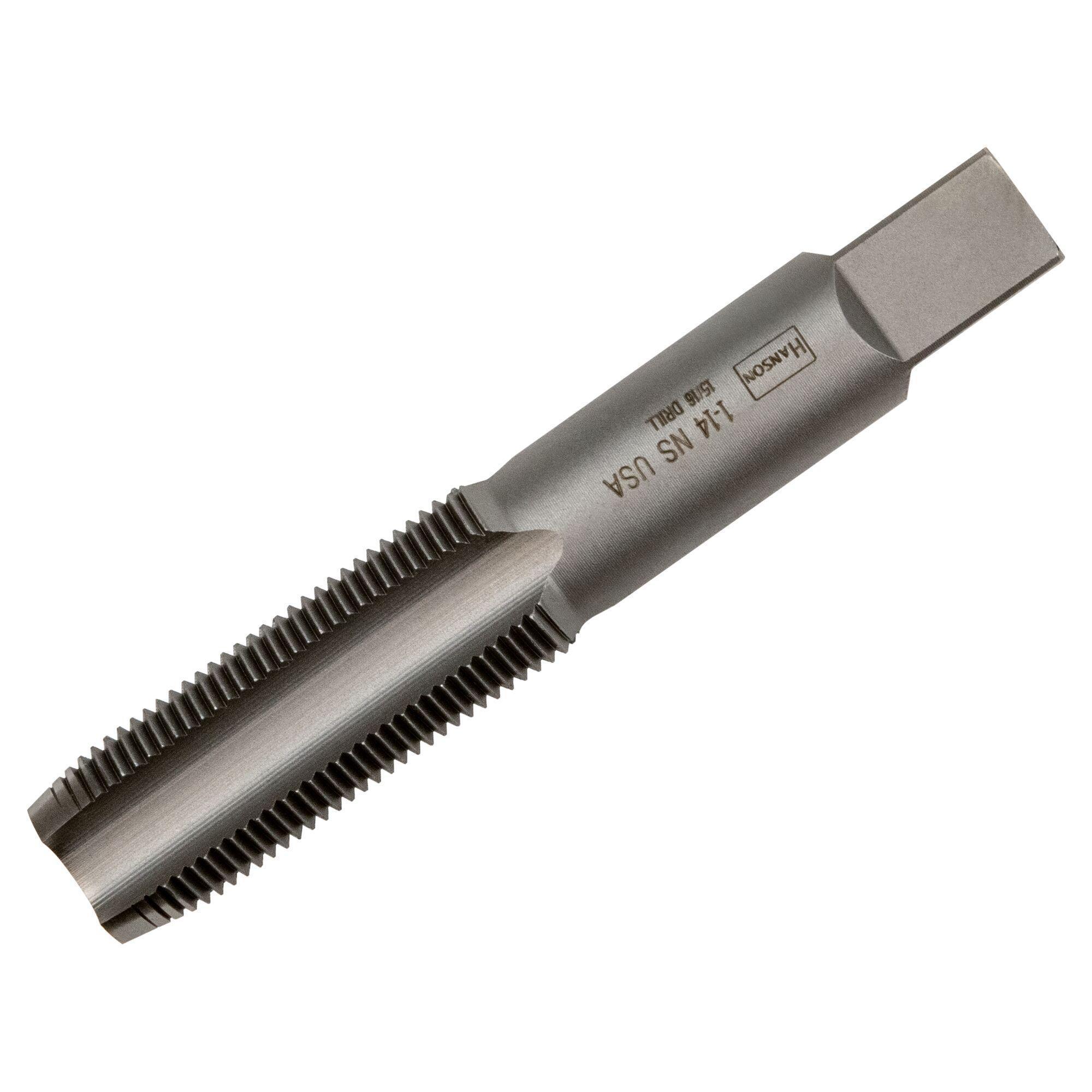 Irwin® Hanson® 1467ZR Fractional Straight Flute Tap, Right Hand Cutting, 1-14 Thread, Plug Chamfer, (4) Flutes, High Carbon Steel