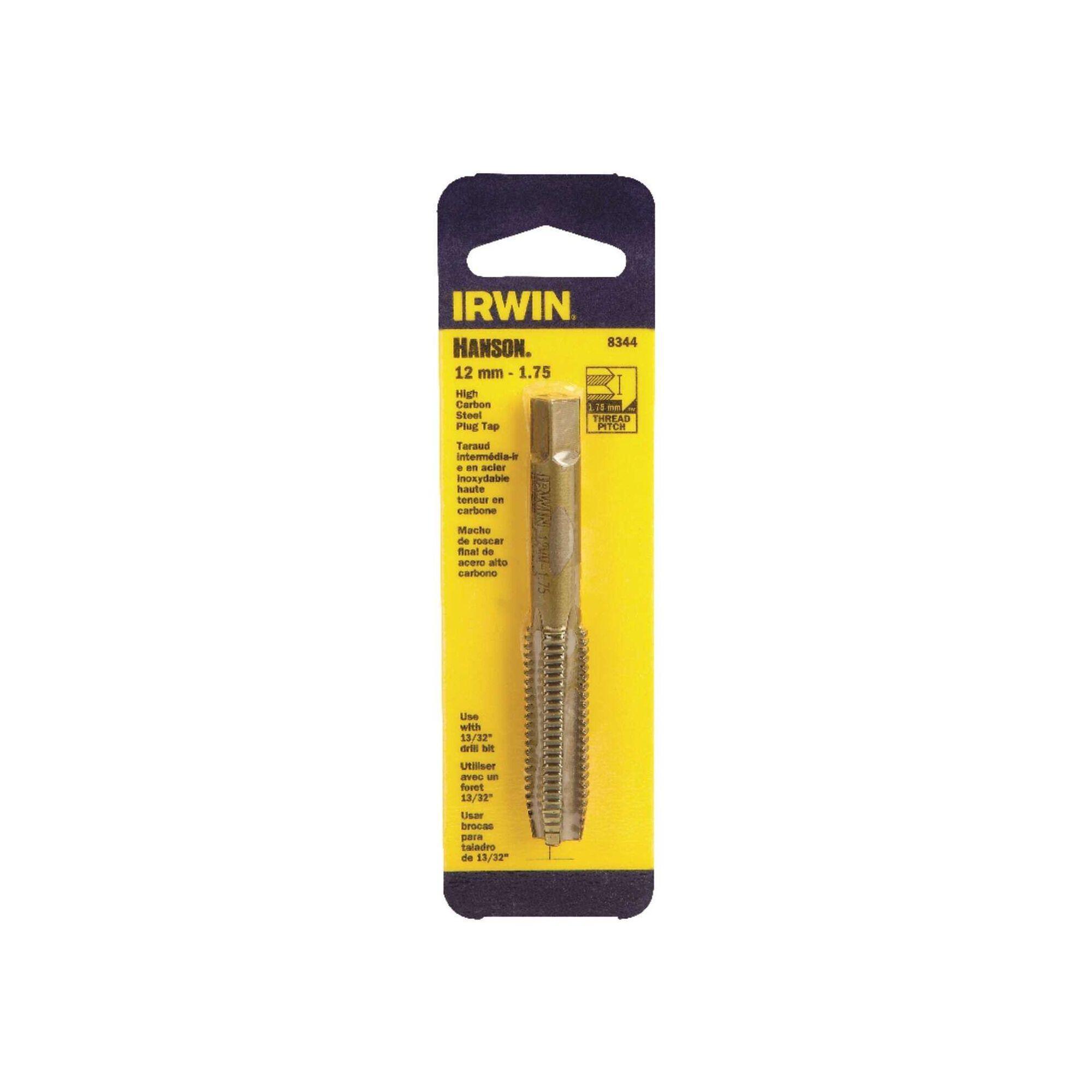 Irwin® Hanson® 8344ZR Straight Flute Tap, Right Hand Cutting, M12x1.75 Thread, Plug Chamfer, (4) Flutes, High Carbon Steel