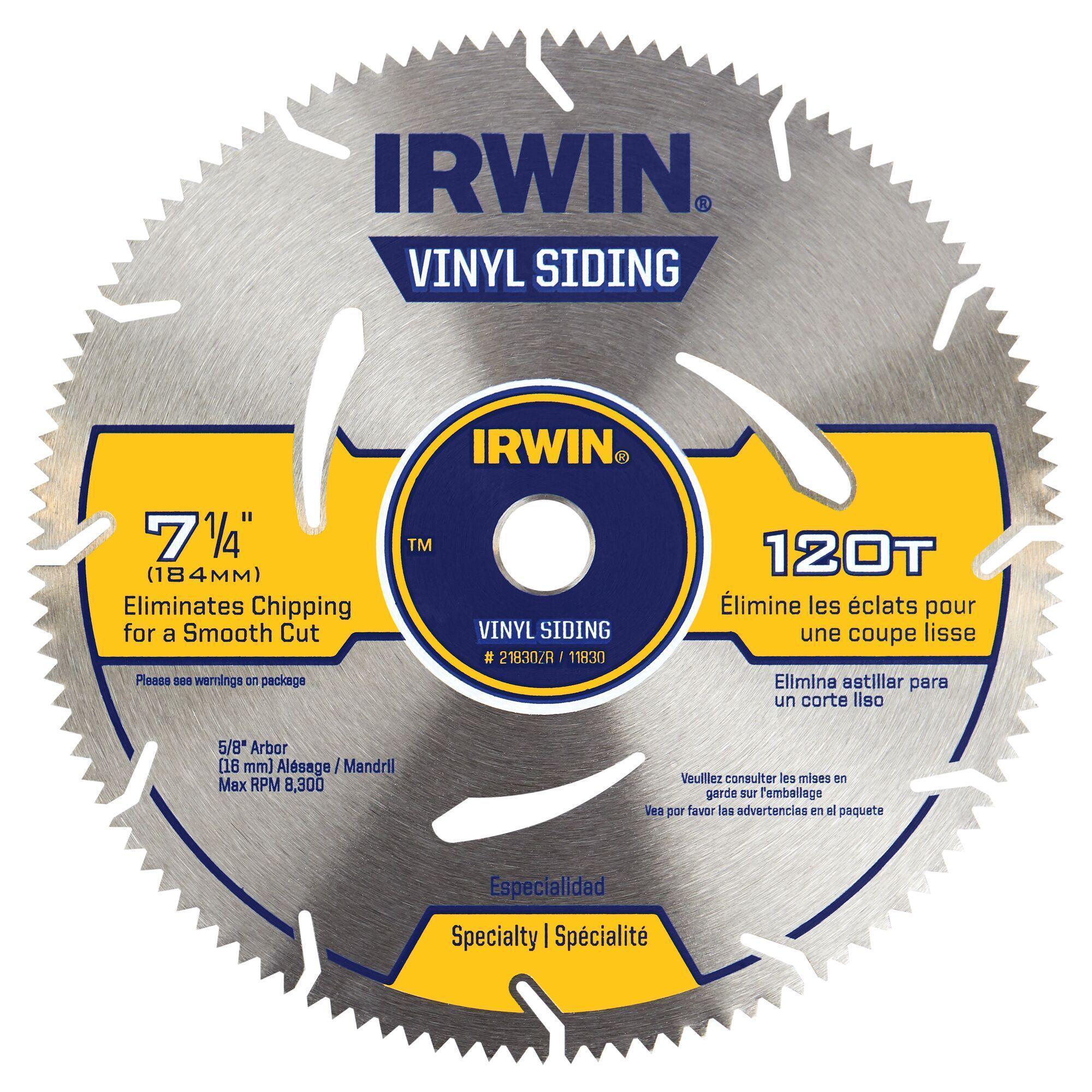 Irwin® Marathon® 21830ZR Specialty Series Universal Circular Saw Blade, 7-1/4 in Dia x 0.12 in THK, 5/8 in Arbor, Steel Blade, 120 Teeth