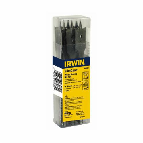 Irwin® Speedbor® Blue-Groove™ 88890 Standard Length Spade Bit Set, 3/8 in Min Drill Bit, 1 in Max Drill Bit, 6 Pieces, For Use With 1/4 in Quick-Change Chucks and Impact Drills