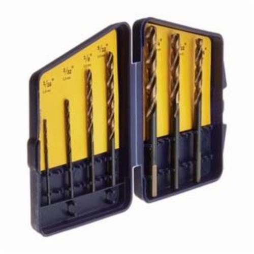 Irwin® Turbomax® 3018012SM General Purpose Jobber Length Drill Set, 1/16 in Min Drill Bit, 1/4 in Max Drill Bit, 7 Pieces, HSS, Black/Gold Oxide