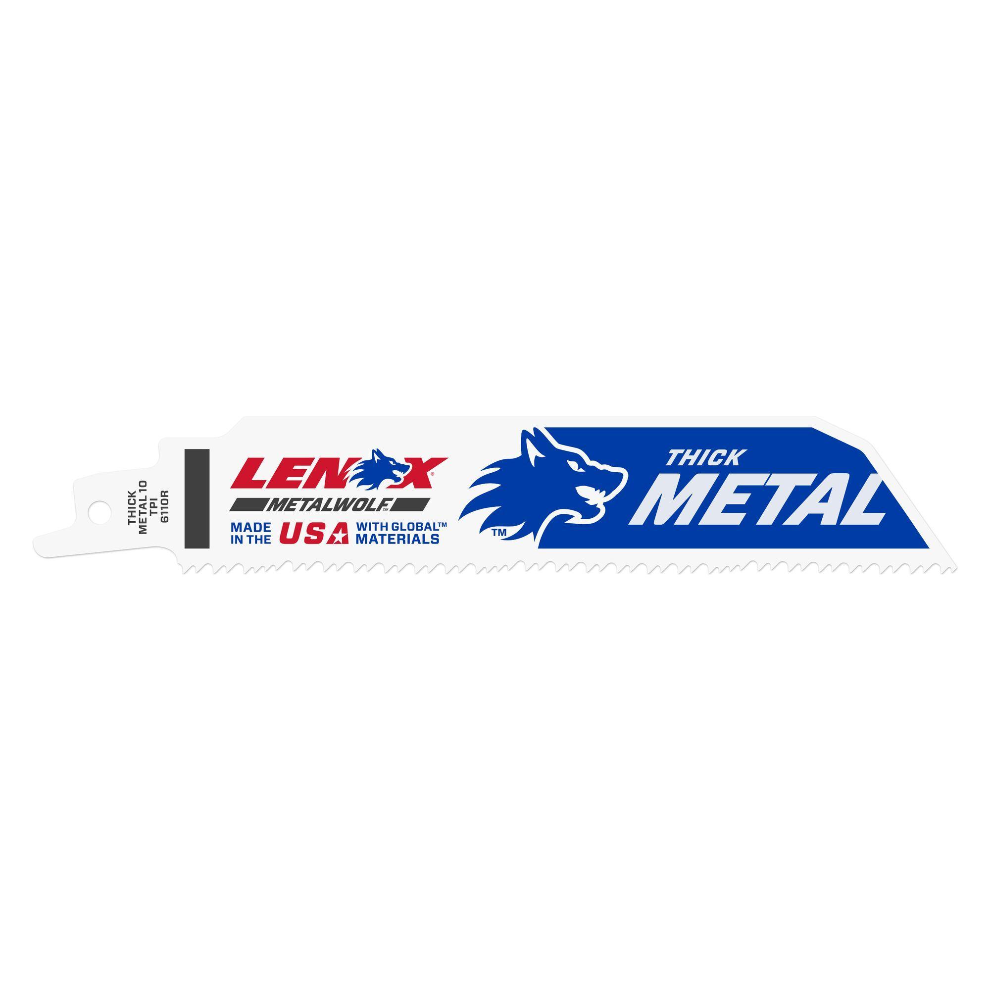 Lenox® Lazer® 20171B6110R Shatter-Resistant Straight Reciprocating Saw Blade, 6 in L x 1 in W, 10 TPI, Flexible Steel Body, Universal/Toothed Edge Tang