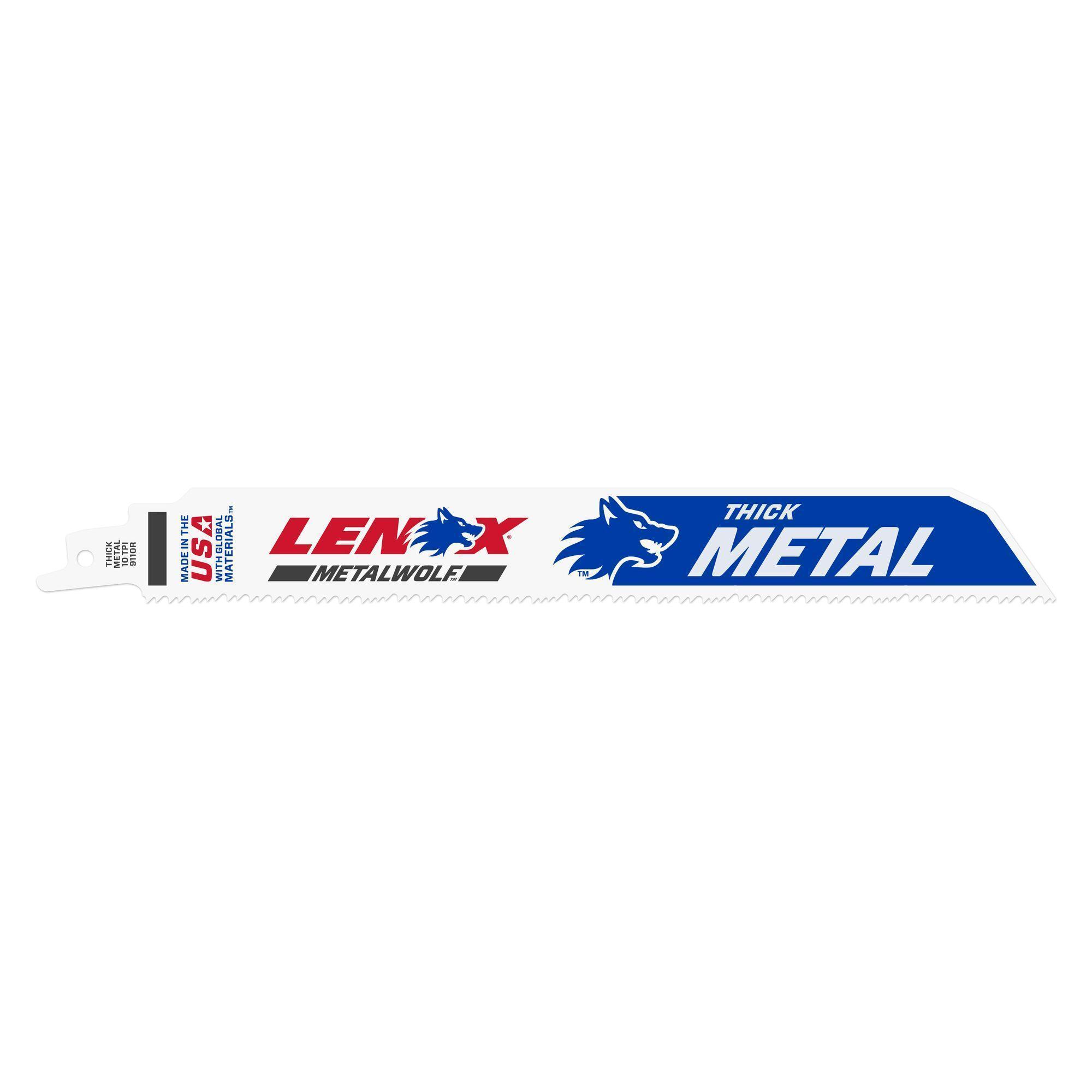 Lenox® 201769110R Shatter-Resistant Straight Reciprocating Saw Blade, 9 in L x 1 in W, 10 TPI, Universal/Toothed Edge Tang