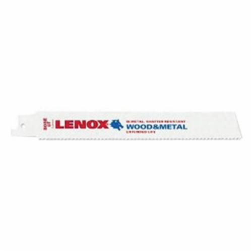 Lenox® 20408808E E-Style Straight Back Reciprocating Saw Blade, 8 in L x 1 in W, 8, Flexible Steel Body, Universal/Toothed Edge Tang