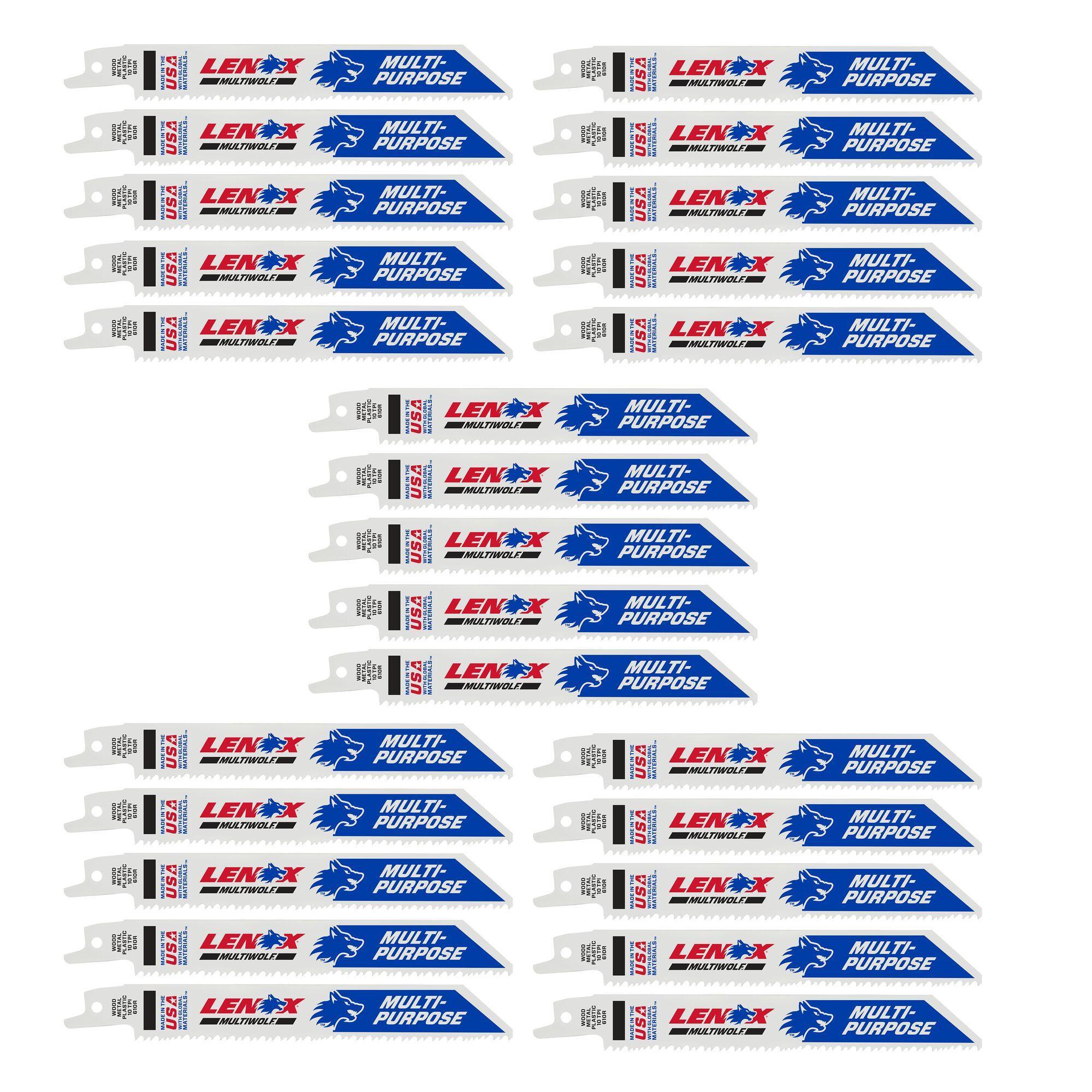 Lenox® 20493B610R Angled Tip Bi-Metal Straight Back Tapered Toothed Edge Universal Shank Reciprocating Saw Blade, 6 in L x 3/4 in W, 10 TPI, Steel Body