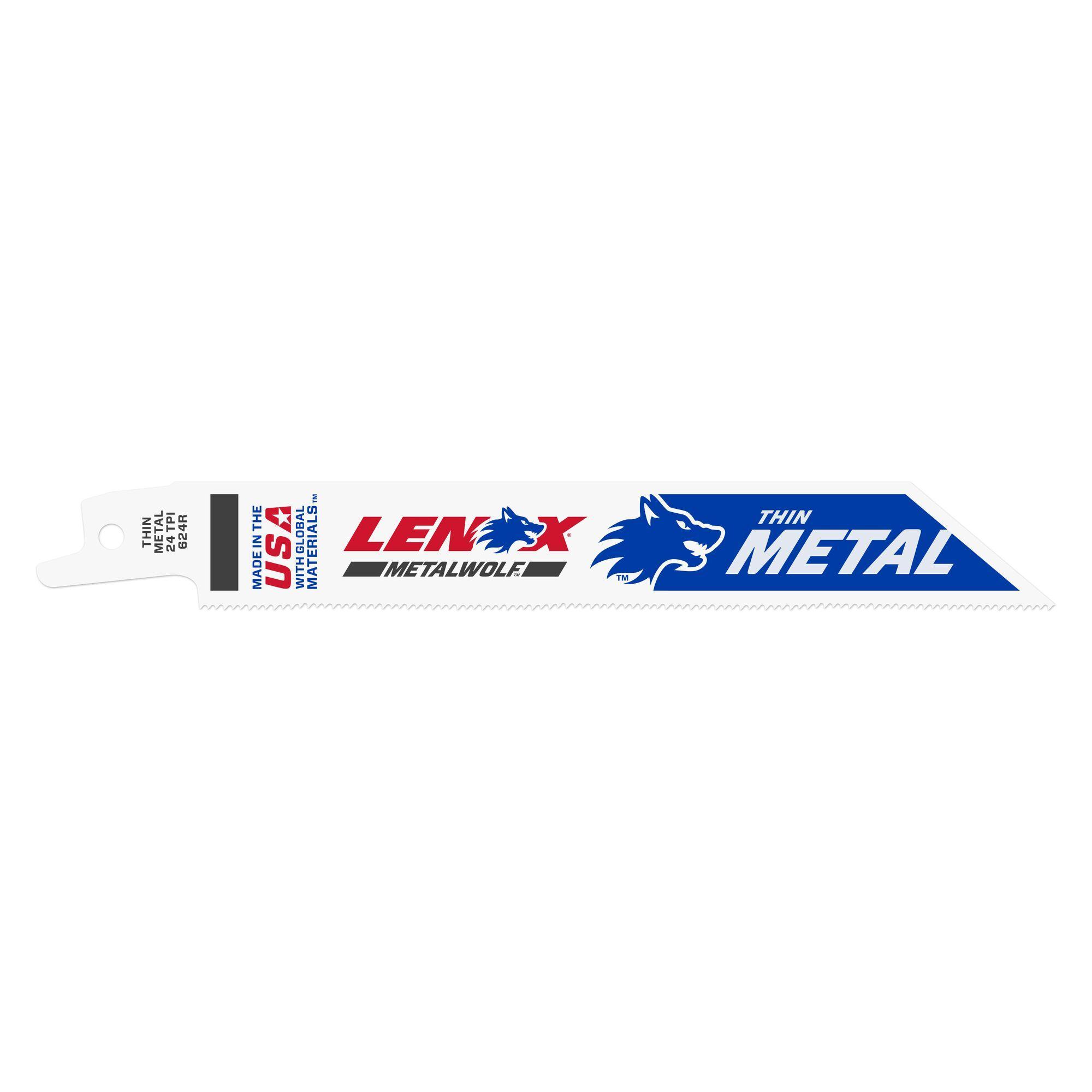 Lenox® 20496B624R Shatter-Resistant Reciprocating Saw Blade, 6 in L x 3/4 in W, 24 TPI, Steel Body, Universal/Toothed Edge Tang