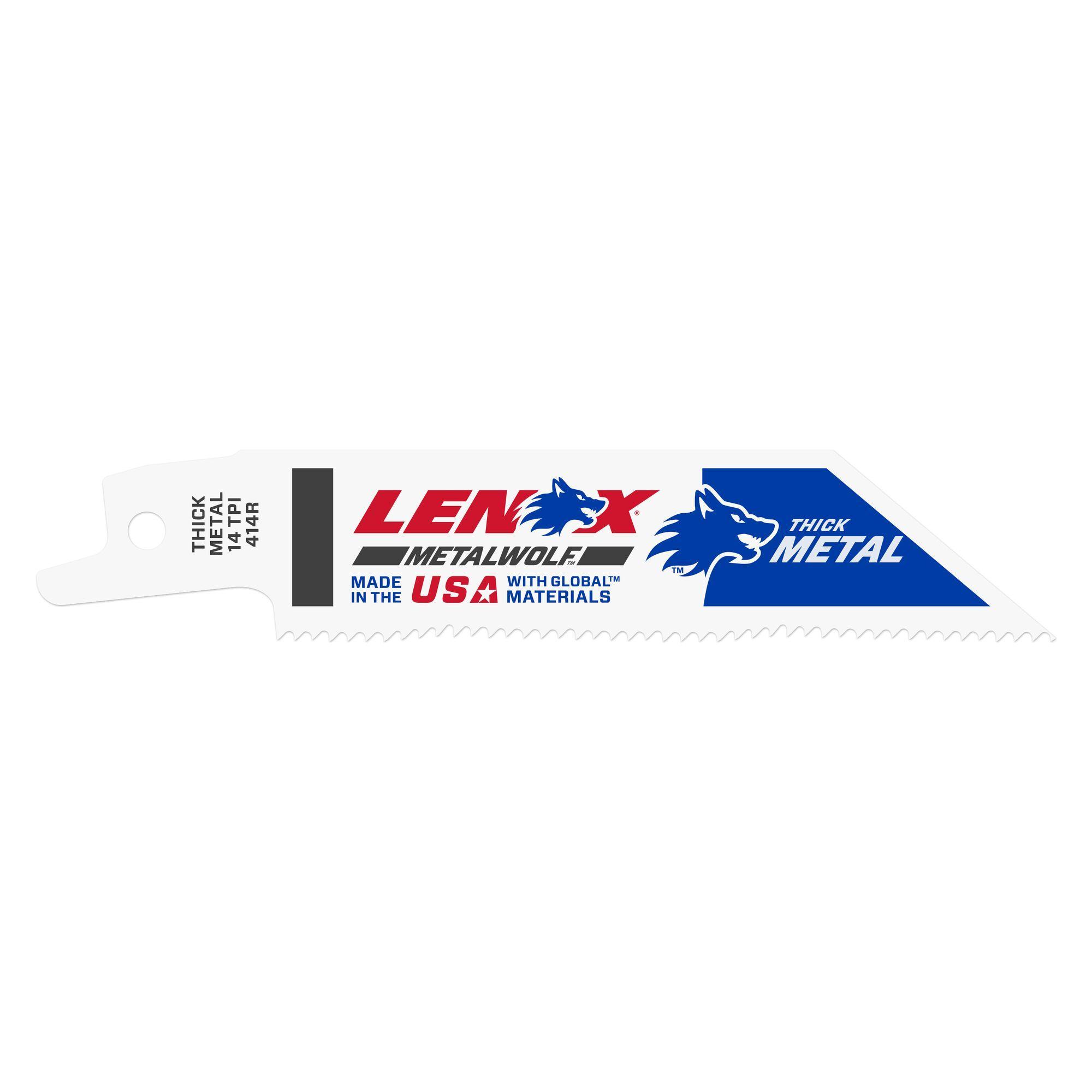 Lenox® 20550414R Bi-Metal Reciprocating Saw Blade, 4 in L x 3/4 in W, 14 TPI