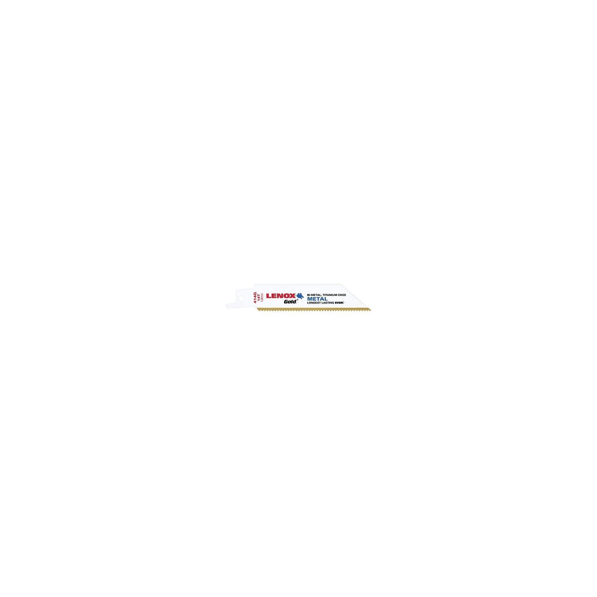 Lenox® Gold® 21066414GR Reciprocating Saw Blade, 4 in L x 3/4 in W, 14 TPI, Steel Body, Universal/Toothed Edge Tang