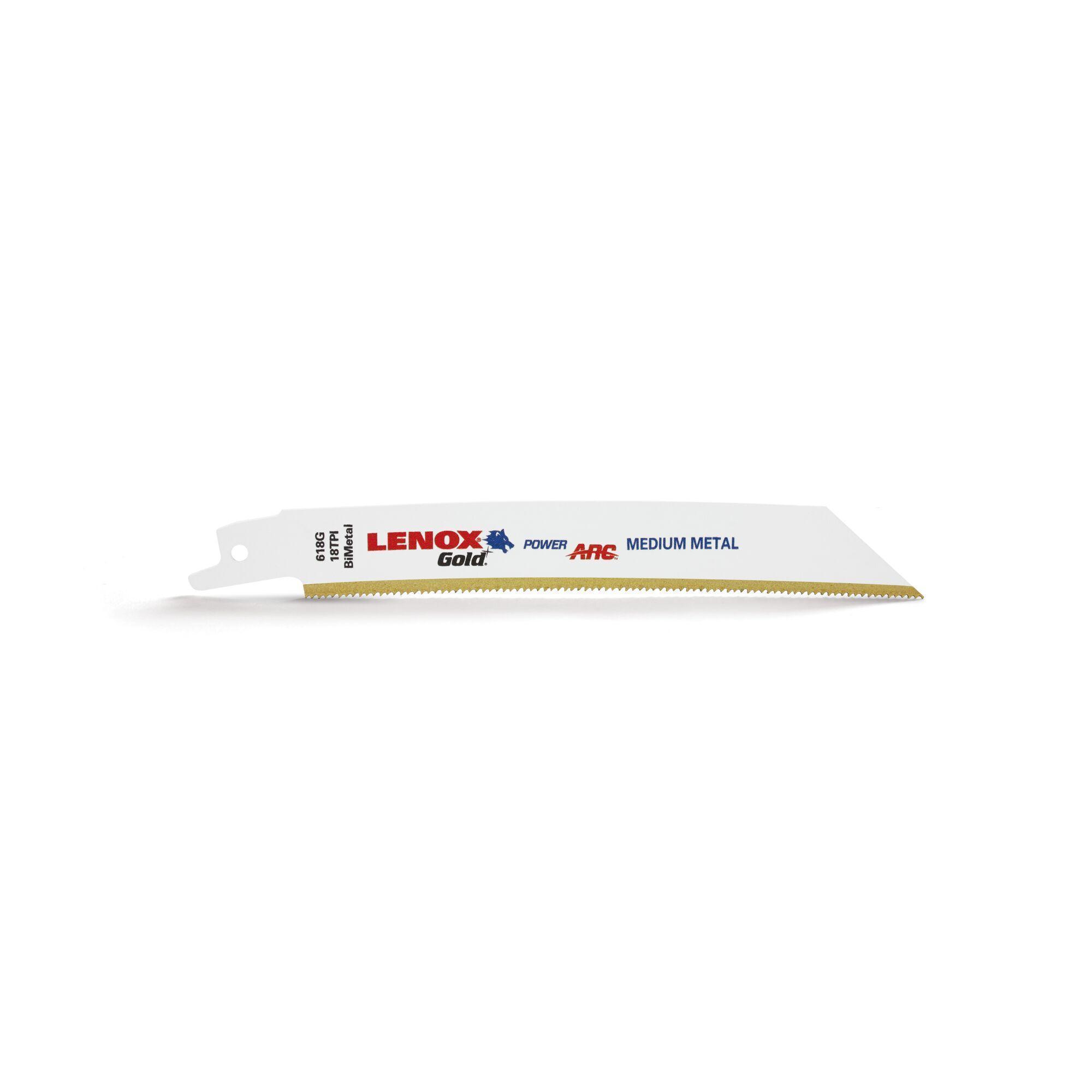 Lenox® Gold® Lazer® 21069618GR Power Arc Curved Reciprocating Saw Blade, 6 in L x 3/4 in W, 18 TPI, Steel Body, Universal/Toothed Edge Tang