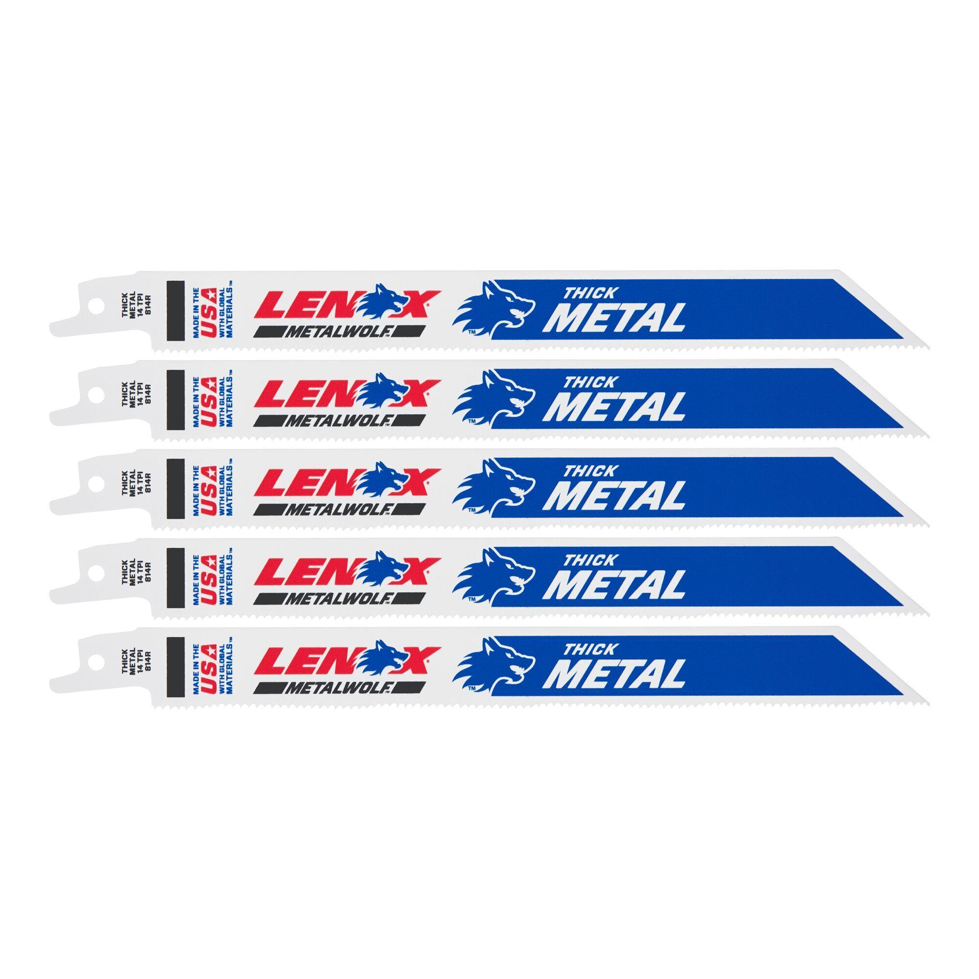 Lenox® Gold® 21519814R Bi-Metal Shatter-Resistant Reciprocating Saw Blade, 8 in L x 3/4 in W, 14 TPI, Steel Body, Universal/Toothed Edge Tang