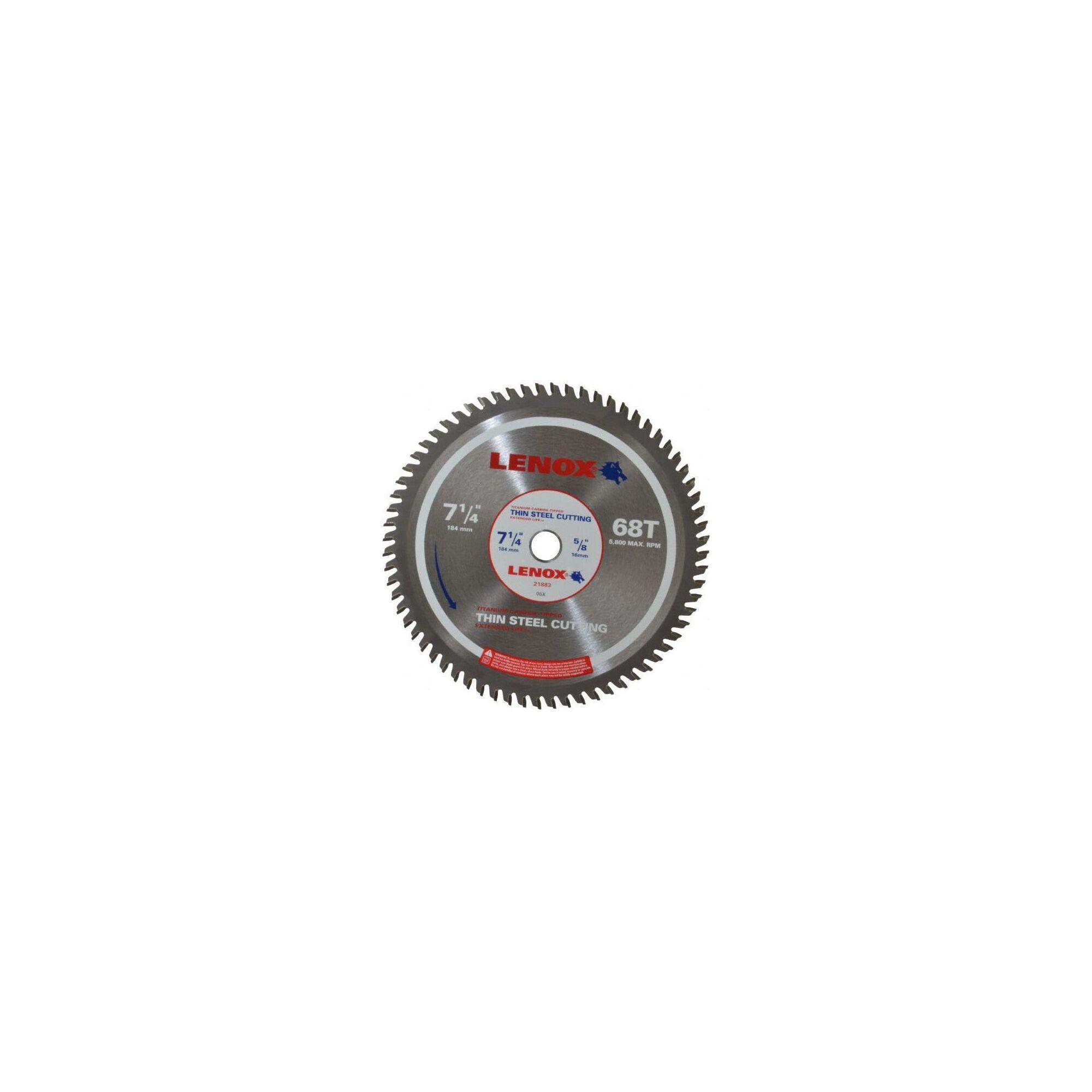 Lenox® 21883TS714068CT Circular Saw Blade, 7-1/4 in Dia x 0.042 in THK, 5/8 in Arbor, 68 Teeth