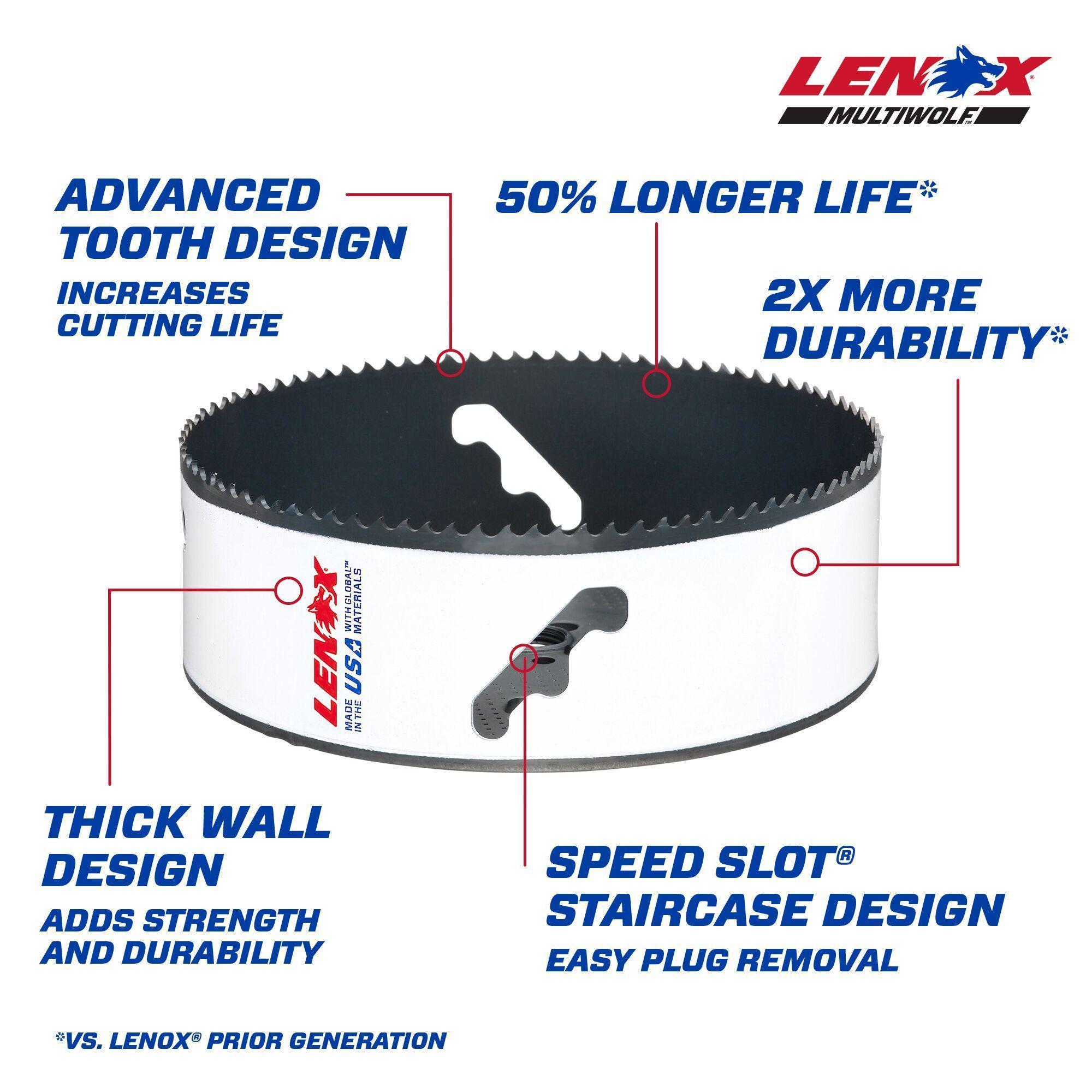 Lenox® SPEED SLOT® 3009696L Hole Saw With T2 Technology With T2 Technology, 6 in Dia, 1-7/8 in D Cutting, Bi-Metal Cutting Edge, 5/8 in Arbor