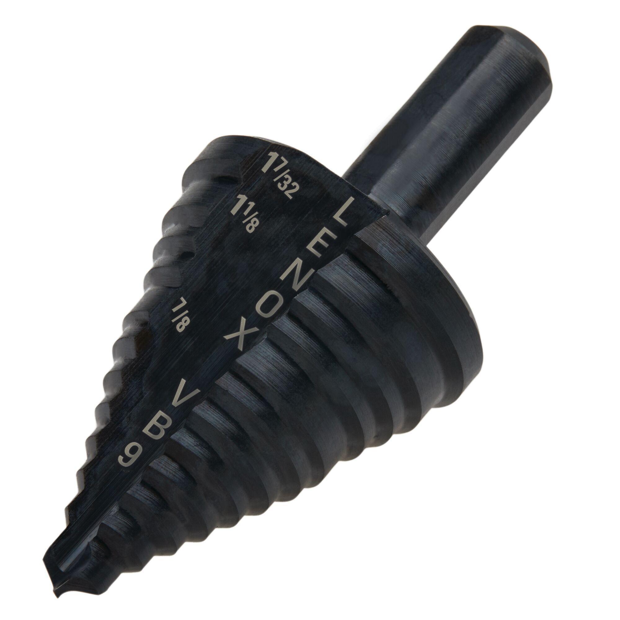 Lenox® Vari-Bit® 30909VB9 Step Drill Bit, 7/8 in Dia Min Hole, 1-7/32 in Dia Max Hole, HSS, 3 Hole Sizes, 3/8 in Shank