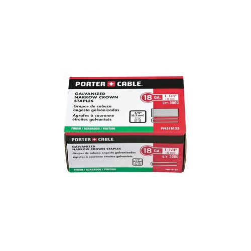 Porter-Cable® PNS18125 Narrow Crown Staples, 1-1/4 in L Leg, Chisel Point, Grade 2 Steel, 1/4 in W Crown