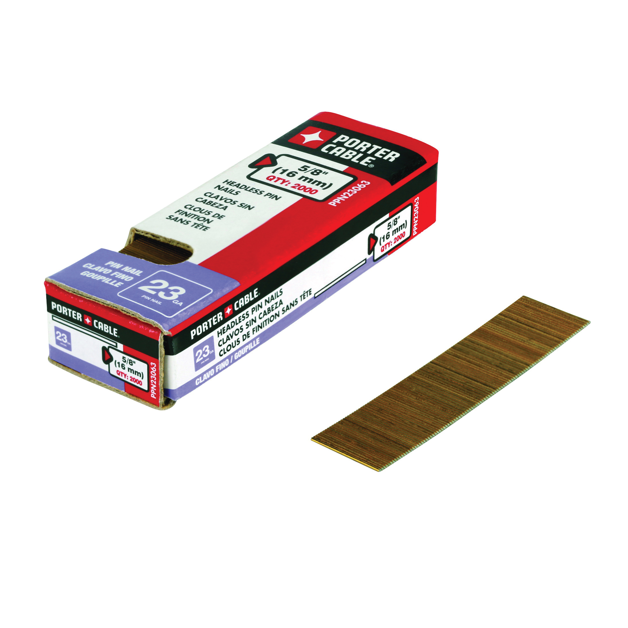 Porter-Cable® PPN23063 Finishing Pin Nail, 5/8 in L, 23 ga, Galvanized, Steel