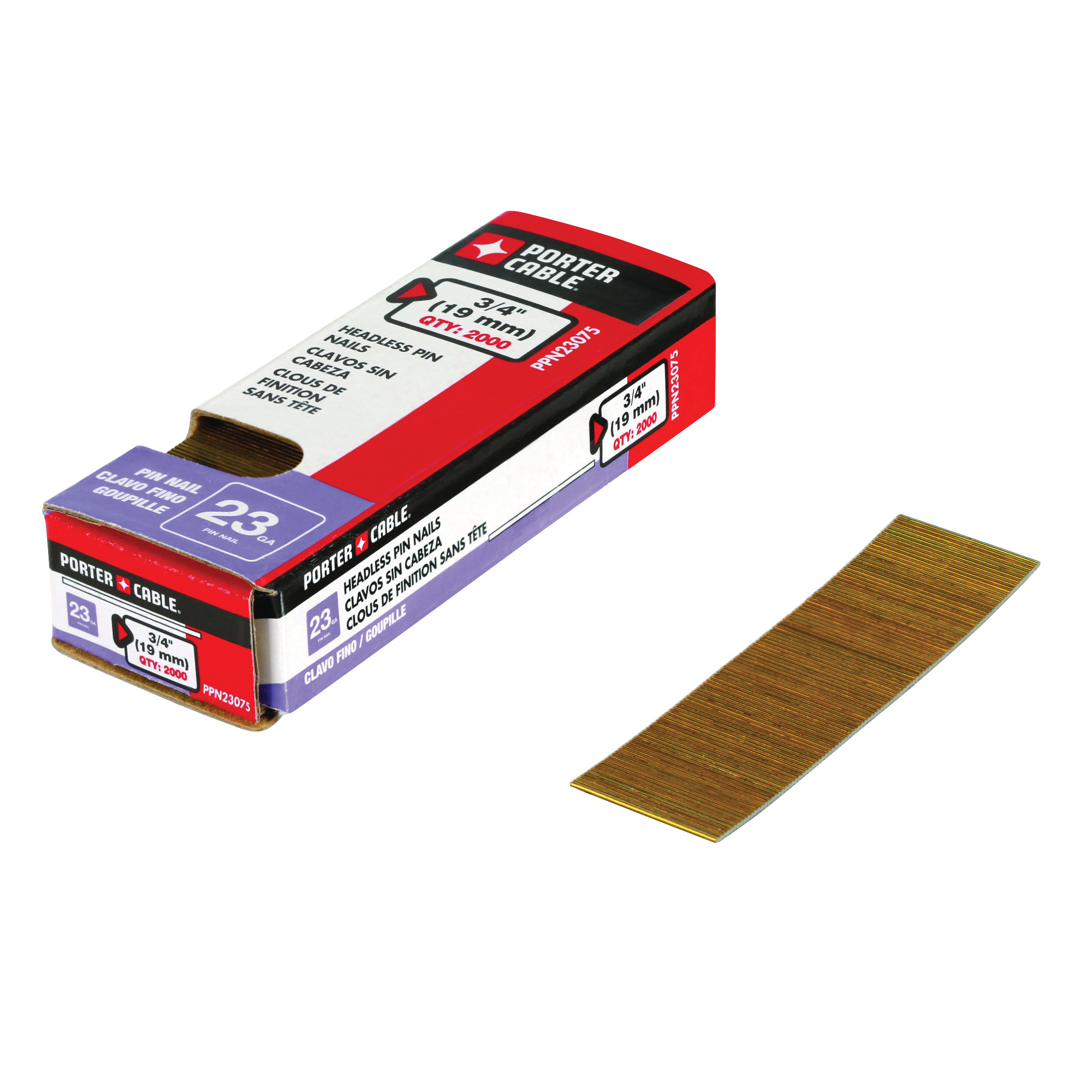 Porter-Cable® PPN23075 Finishing Pin Nail, 3/4 in L, 23 ga, Galvanized, Steel