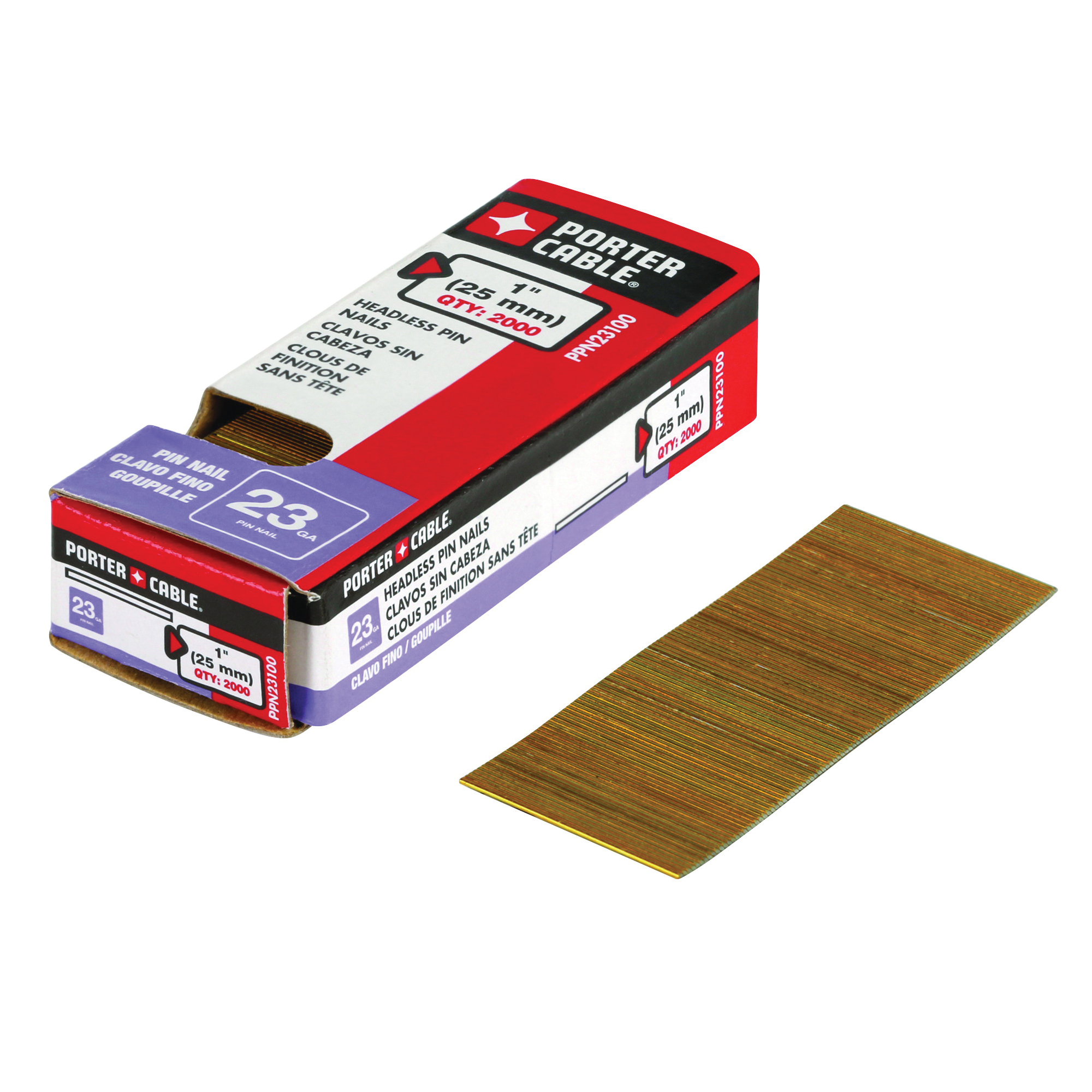 Porter-Cable® PPN23100 Finishing Pin Nail, 1 in L, 23 ga, Galvanized, Steel