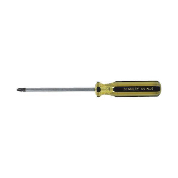Stanley® Contractor Grade™ 100 PLUS® 64-172 Standard Screwdriver, #2 Phillips® Point, Alloy Steel Shank, 14-1/2 in OAL, Acetate Handle, Black Oxide/Polished Chrome