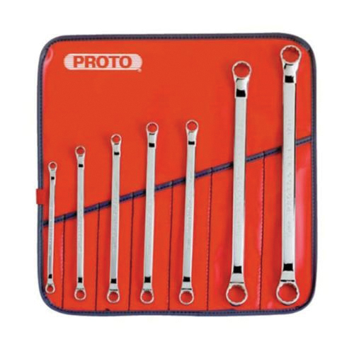 Proto® TorquePlus™ J1100D-M Box End Wrench Set, 7 Pieces, 6 x 7 to 17 x 19 mm, Full Polished