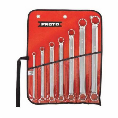 Proto® J1100SPL Double Box End Wrench Set, Imperial, 7 Pieces, 1/4 x 5/16 to 7/8 x 1 in, Full Polished