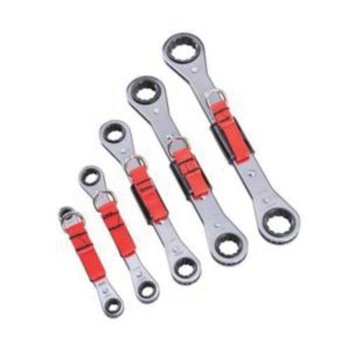 Proto® J1190A-TT Ratcheting Tether Ready Double Box End Wrench Set, Imperial, 5 Pieces, 1/4 x 5/16 to 3/4 x 7/8 in, Full Polished