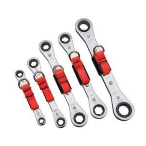Proto® J1190MA-TT Ratcheting Tether Ready Double Box End Wrench Set, Metric, 5 Pieces, 7 x 8 to 15 x 17 mm, Full Polished