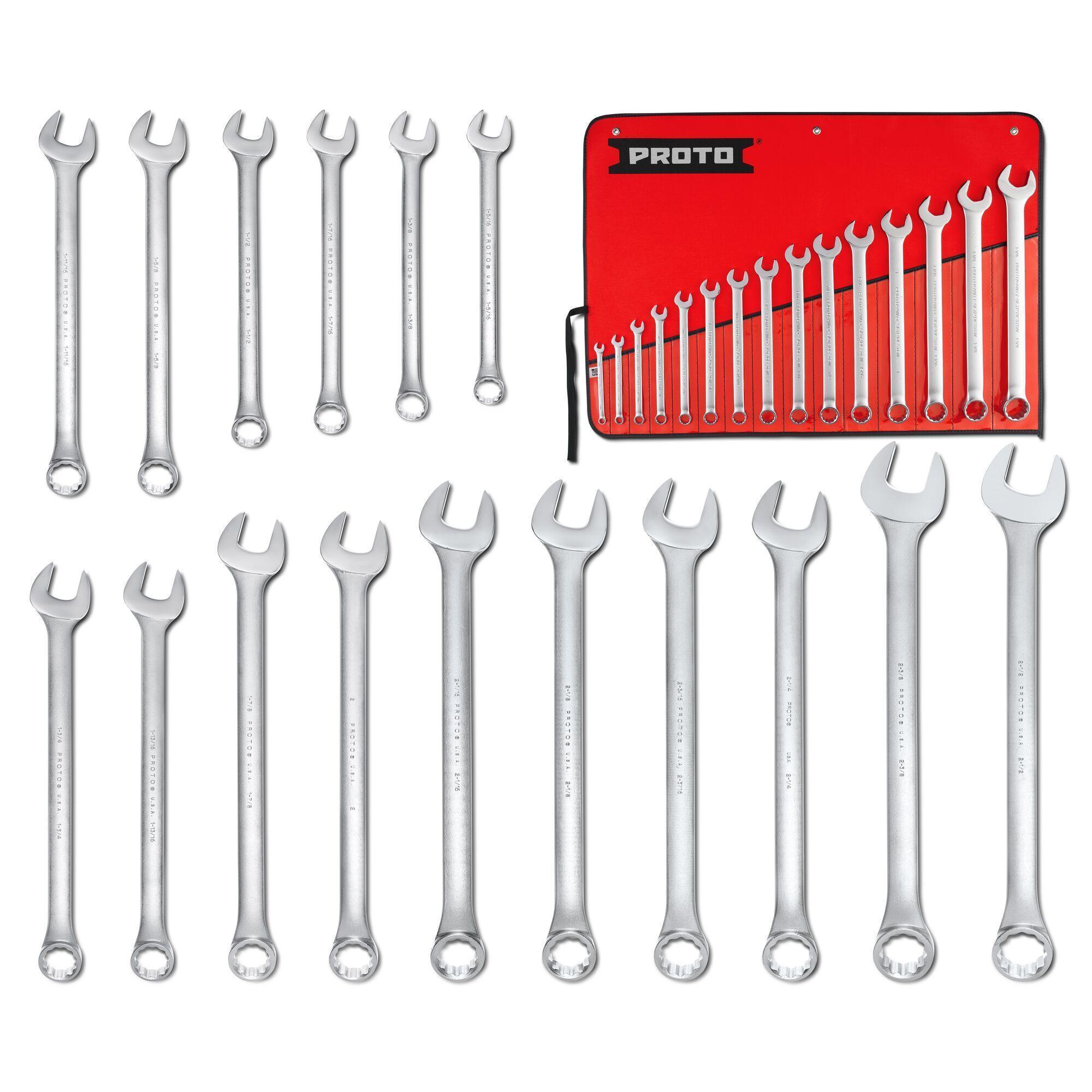 Proto® TorquePlus™ J1200-90ASD Anti-Slip Design Combination Wrench Set, 31 Pieces, 5/16 to 2-1/2 in, Satin