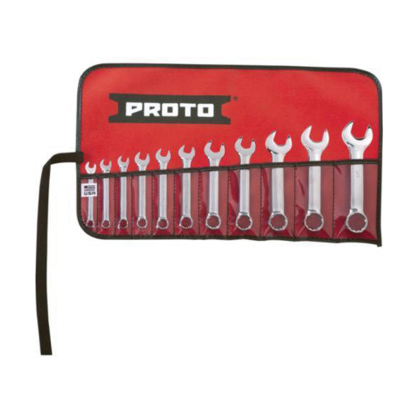 Proto® TorquePlus™ J1200ES-11 Anti-Slip Short Length Combination Wrench Set, Imperial, 11 Pieces, 1/4 to 3/4 in, Full Polished