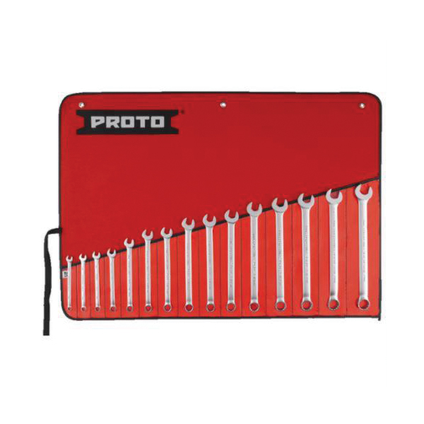 Proto® TorquePlus™ J1200F-MASD Anti-Slip Design Combination Wrench Set, Metric, 15 Pieces, 7 to 21 mm, Satin