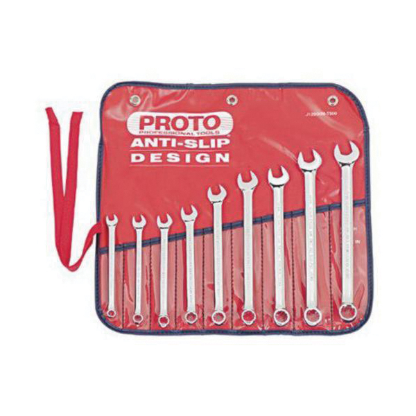 Proto® TorquePlus™ J1200H-MASD Anti-Slip Design Combination Wrench Set, 9 Pieces, 7 to 15 mm, Satin