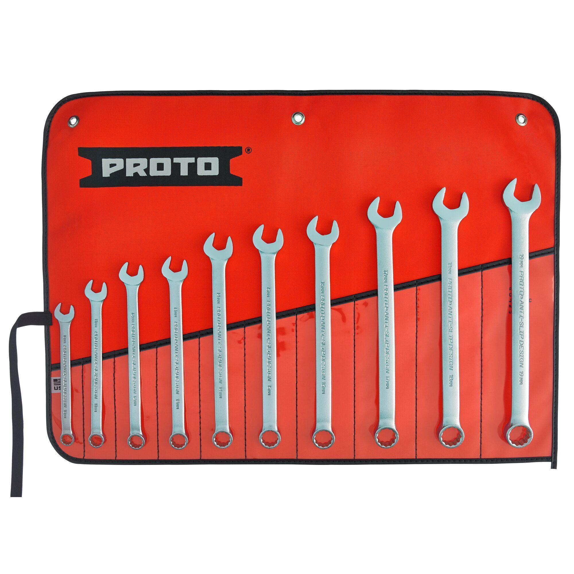 Proto® TorquePlus™ J1200K-MASD Anti-Slip Design Combination Wrench Set, Metric, 10 Pieces, 10 to 19 mm, Satin