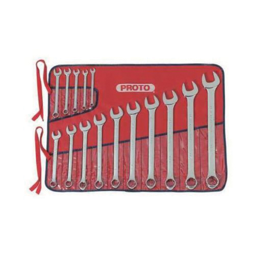 Proto® J1200SPL Anti-Slip Design Combination Wrench Set, Imperial, 15 Pieces, 1/4 to 1 in, Full Polished