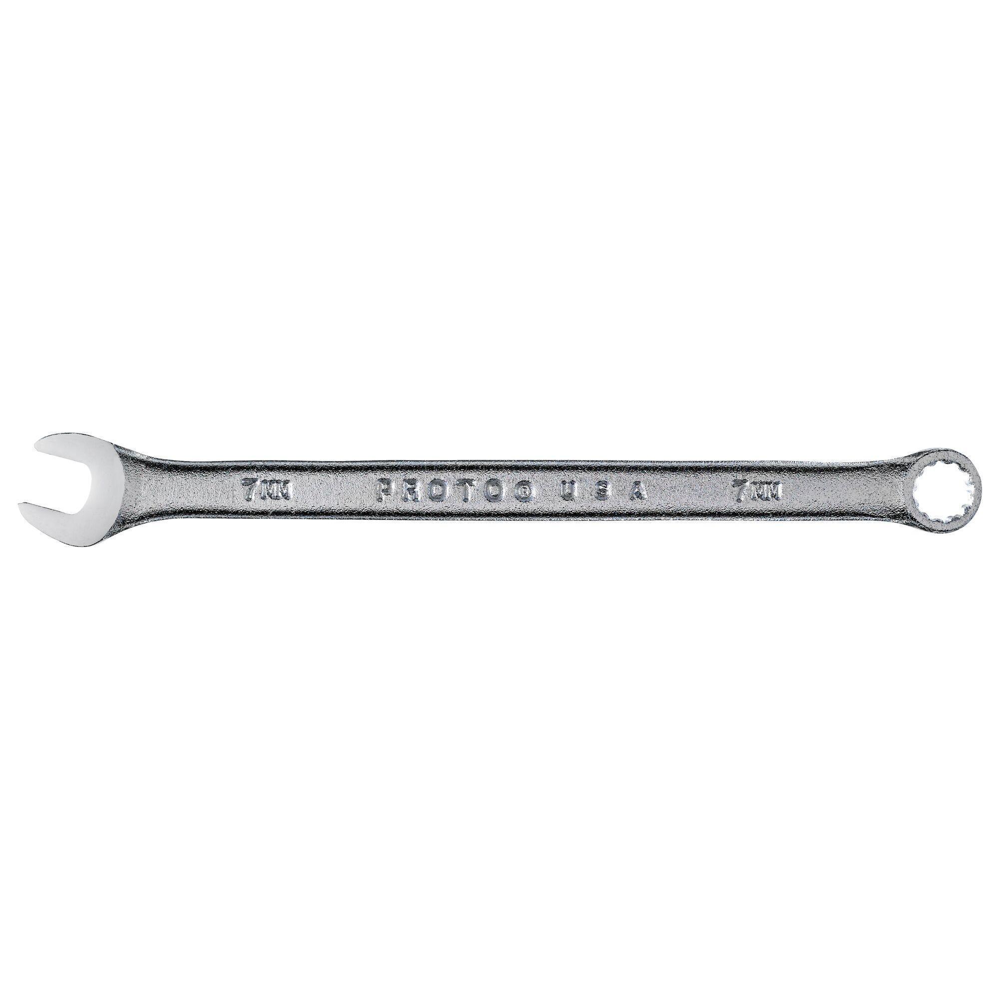 Proto® TorquePlus™ J1207MA Anti-Slip Design Combination Wrench, Metric, 7 mm Wrench, 12 Points, 15 deg Offset, 5 in OAL, Alloy Steel, Satin, ASME B107.100, ANSI B107.9