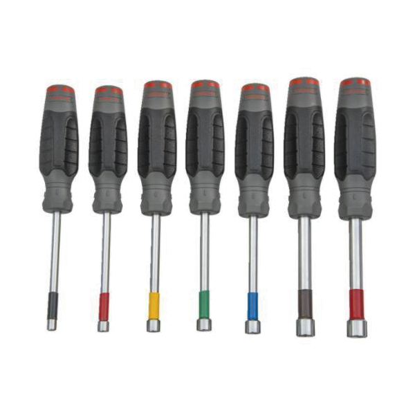 Proto® DuraTek™ J1207SND Nut Driver Set, 3/16 to 1/2 in, 7 Pieces, 8-1/2 to 9 in OAL, Ergonomic Handle, Steel Shank, ASME B107.12