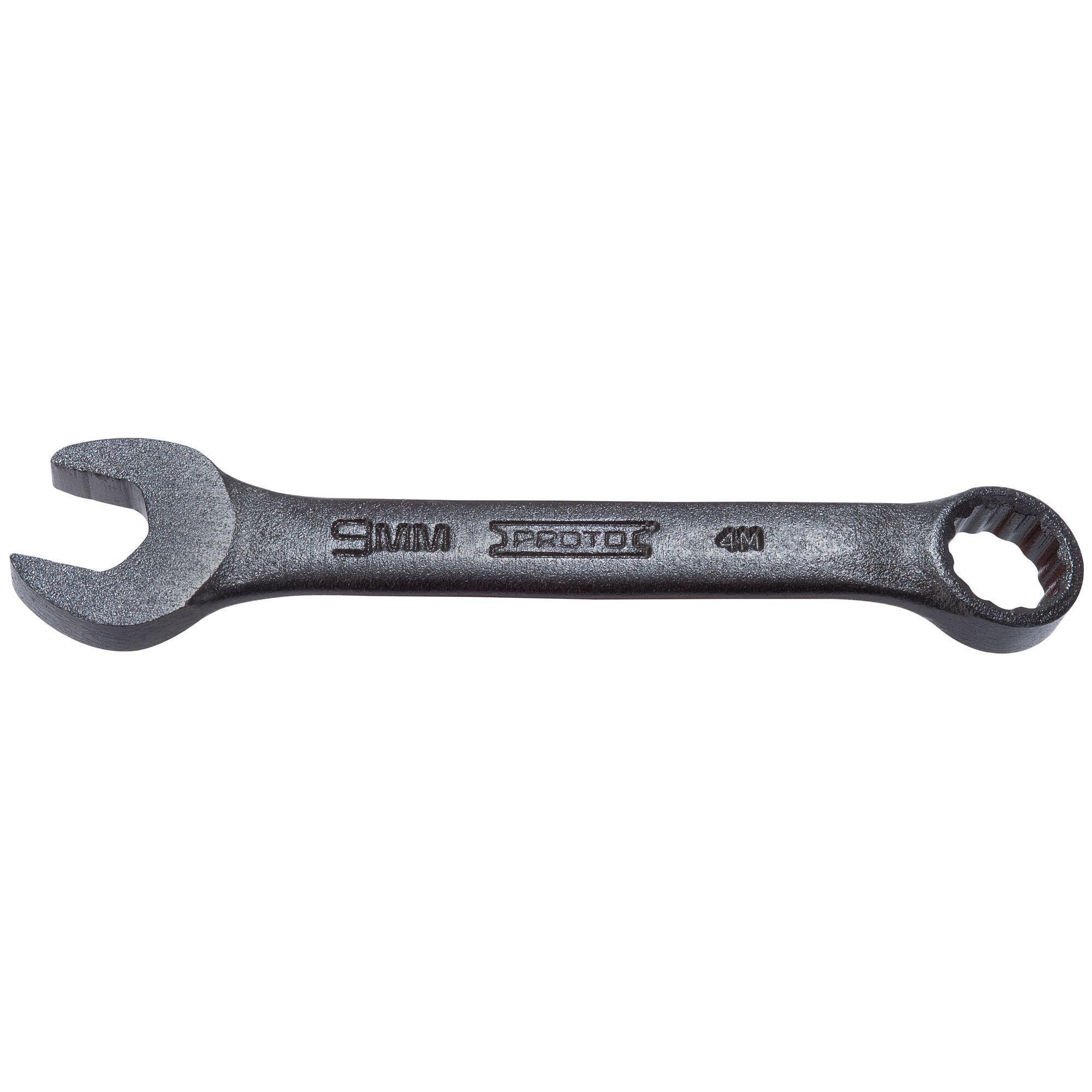Proto® TorquePlus™ J1209MESB Combination Wrench, 9 mm Wrench, 12 Points, 15 deg Offset, 3-5/8 in OAL, Alloy Steel, Black Oxide, ASME B107.100-2061