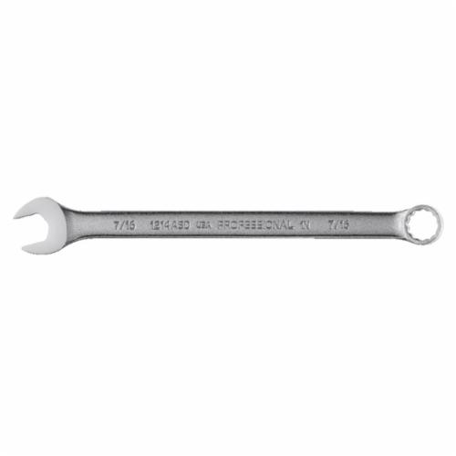 Proto® TorquePlus™ J1214ASD Anti-Slip Design Combination Wrench, 7/16 in Wrench, 12 Points, 15 deg Offset, 7 in OAL, Alloy Steel, Satin, ASME B107.100